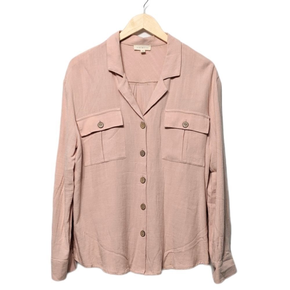 PROMESA Work Ethic Linen-Blend Roll-Up Shirt L